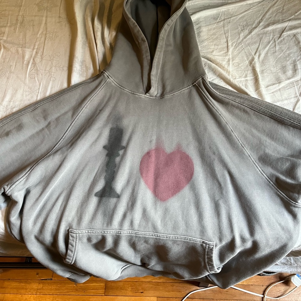 Gray Hoodie with Heart Design